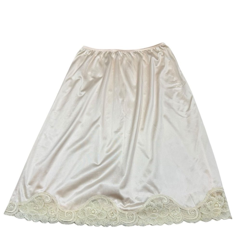 Ladies Vintage Vanity Fair Champagne Color‎ Lace Trim Half Slip Size Large